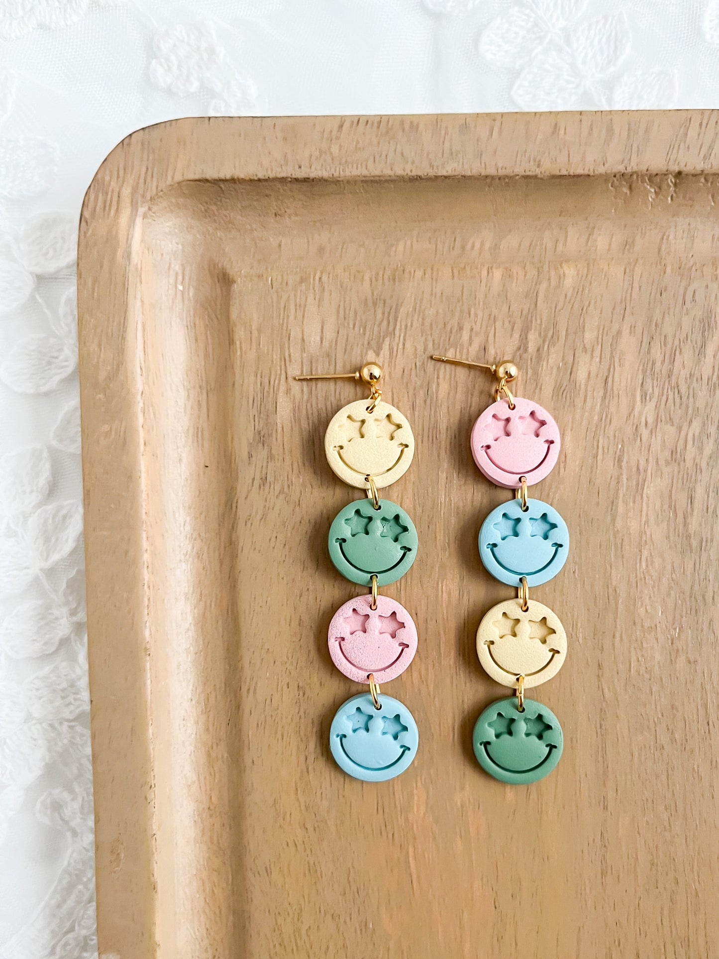 Pastel Smiley Face Earrings